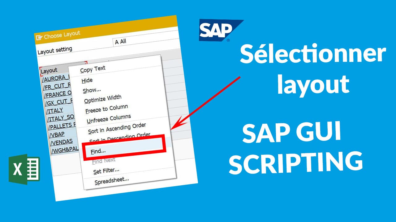Sélectionner un layout dans une liste SAP GUI Scripting