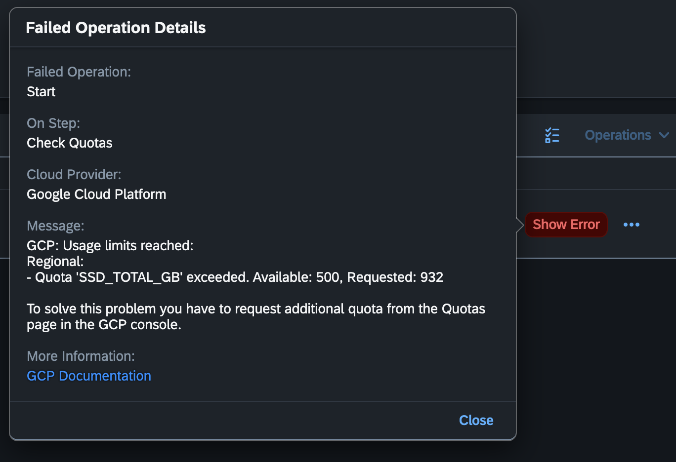 Erreur SSD quota dans SAP CAL