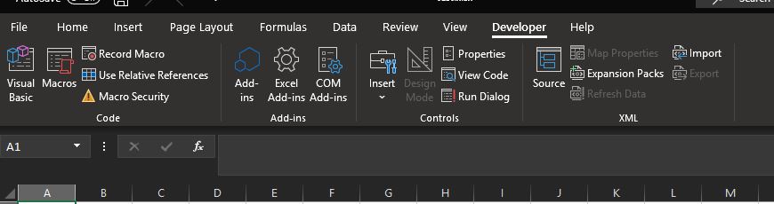 Onglet Développeur dans Excel avec Visual Basic