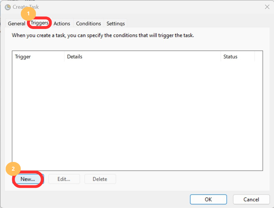 Configuration des déclencheurs
