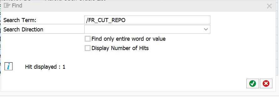 Nom du layout entré dans le champ de recherche